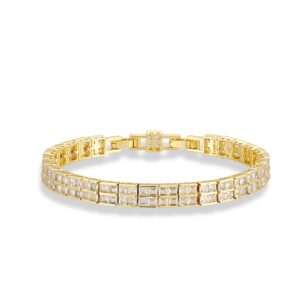 Viola 14K Gold Double Row Square Tennis Bracelet