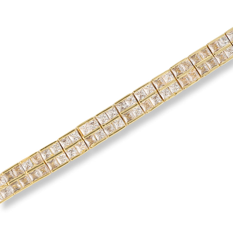 Viola 14K Gold Double Row Square Tennis Bracelet