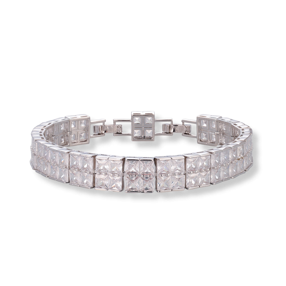 Viola Silver Double Row Square Tennis Bracelet