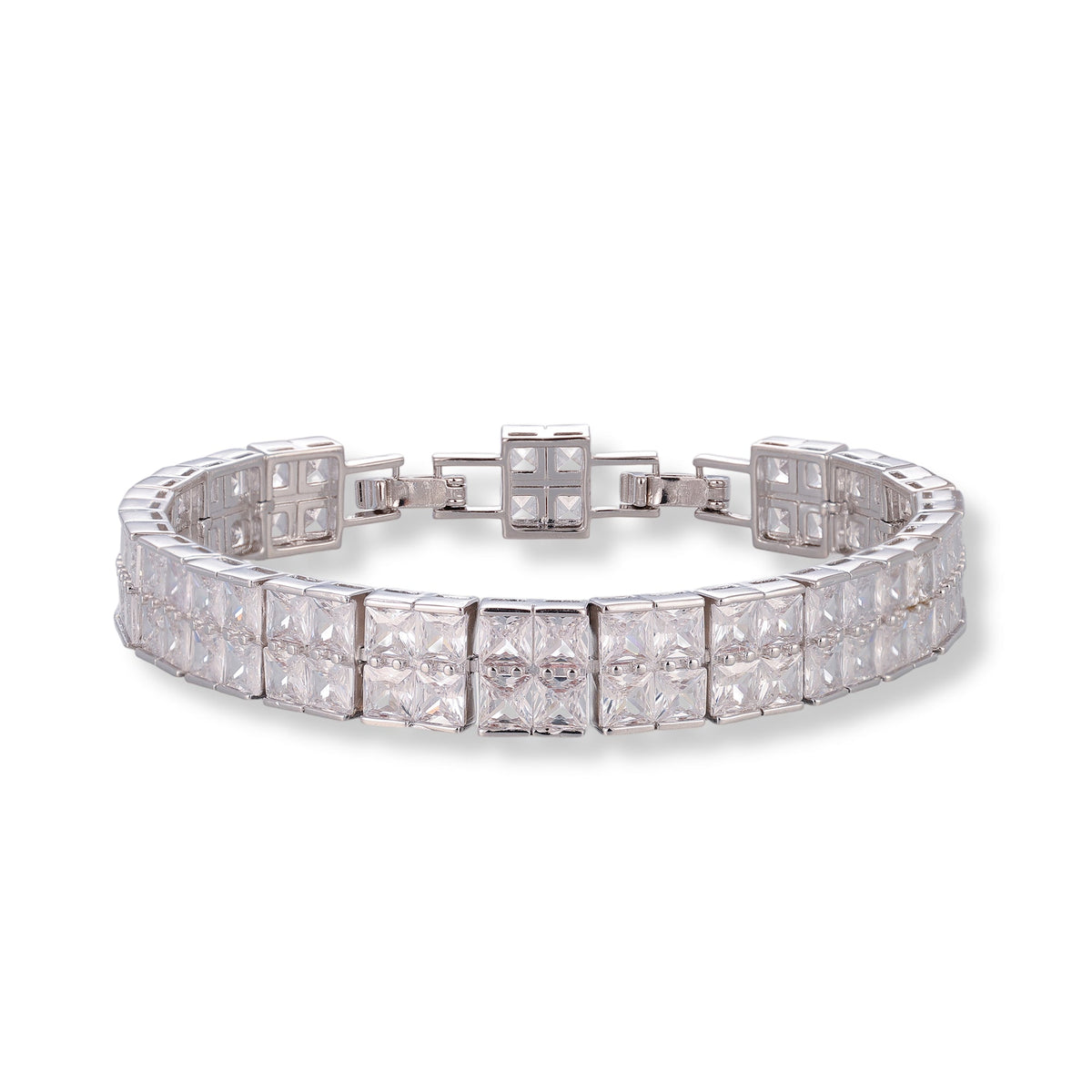 Viola Silver Double Row Square Tennis Bracelet