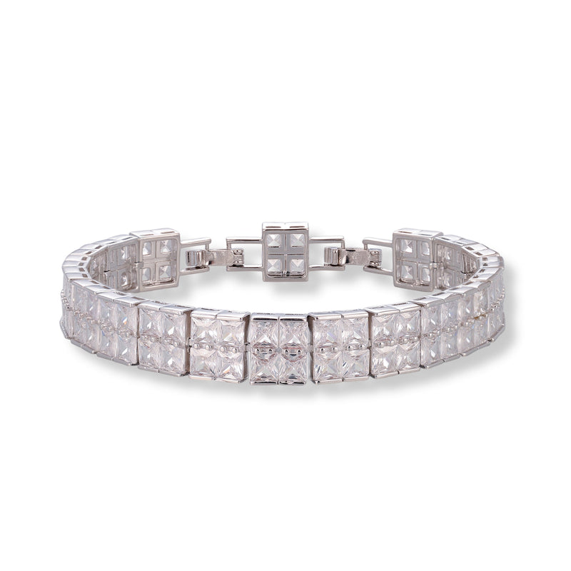 Viola Silver Double Row Square Tennis Bracelet