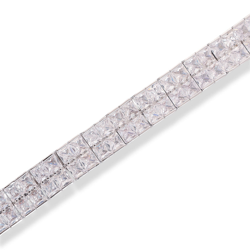 Viola Silver Double Row Square Tennis Bracelet