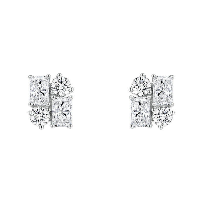 Virginie Modern White Stud Earrings