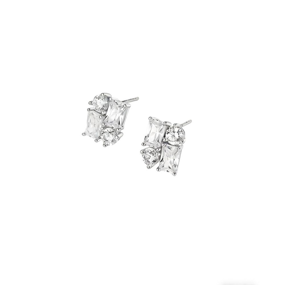 Virginie Modern White Stud Earrings
