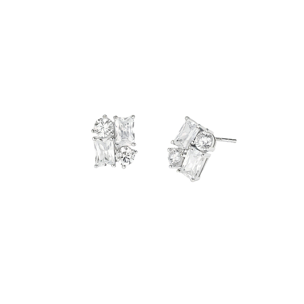 Virginie Modern White Stud Earrings