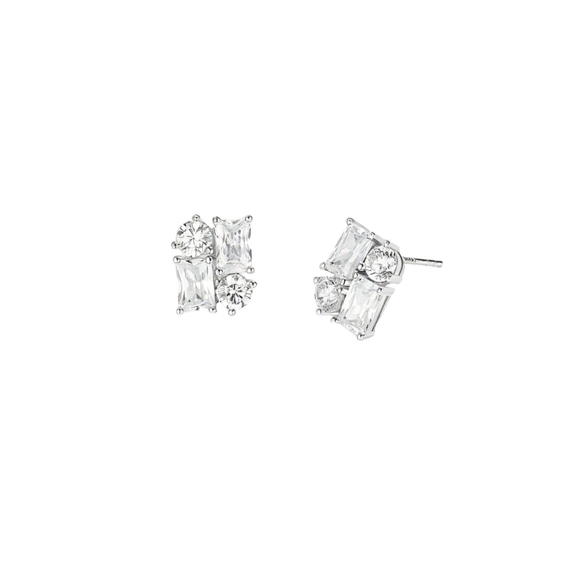 Virginie Modern White Stud Earrings