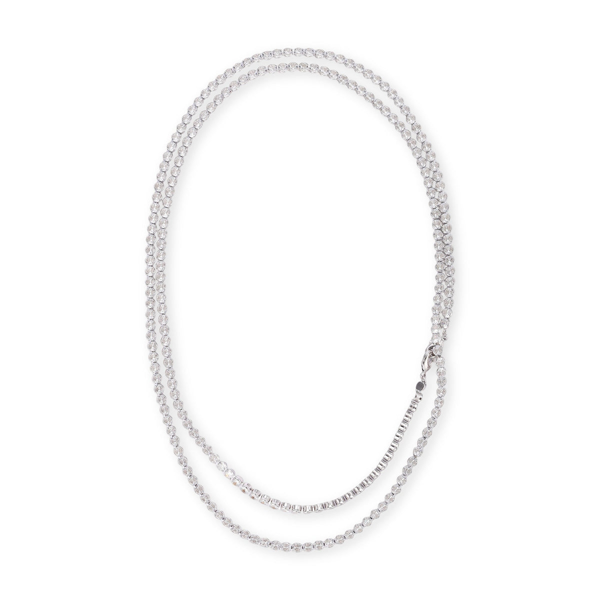 Viviana Pink Plume Tennis Two Layer Necklace