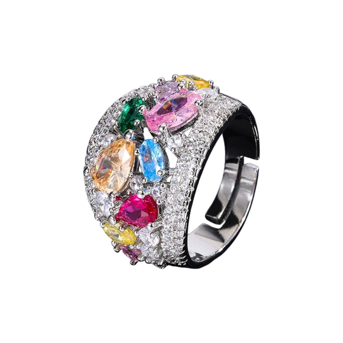 Vivien Multicolor Teardrop Open Ring