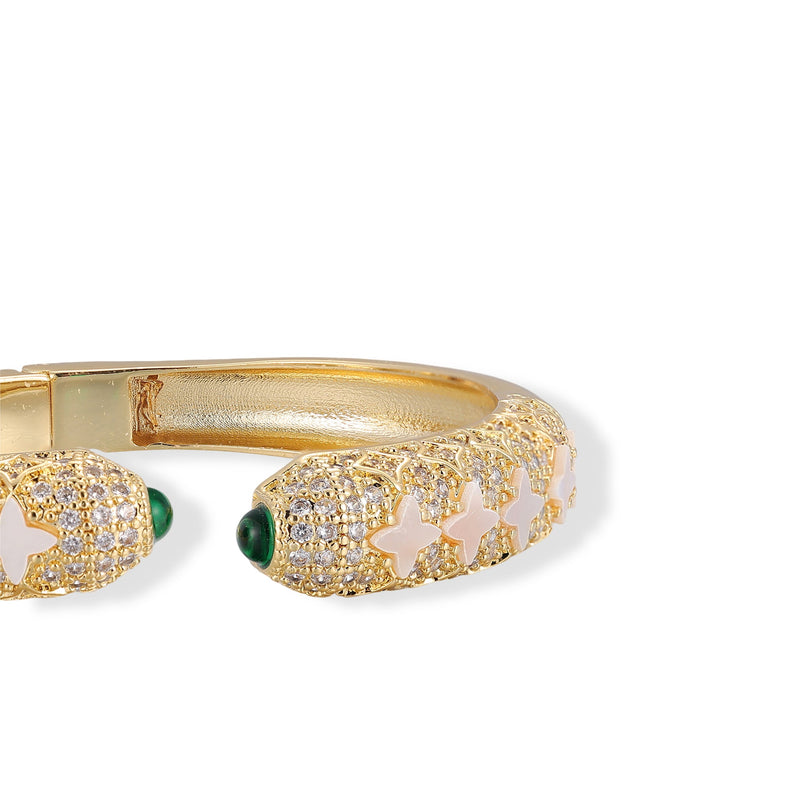 Wulfhild 14K Gold Star Mother-Of-Pearl Open Bangle