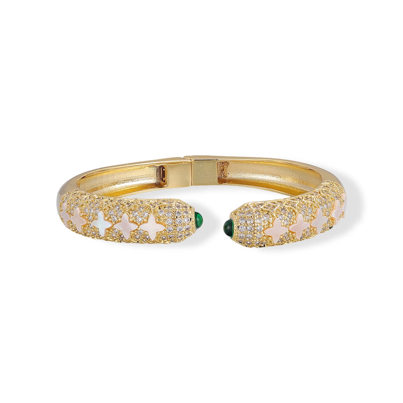 Wulfhild 14K Gold Star Mother-Of-Pearl Open Bangle