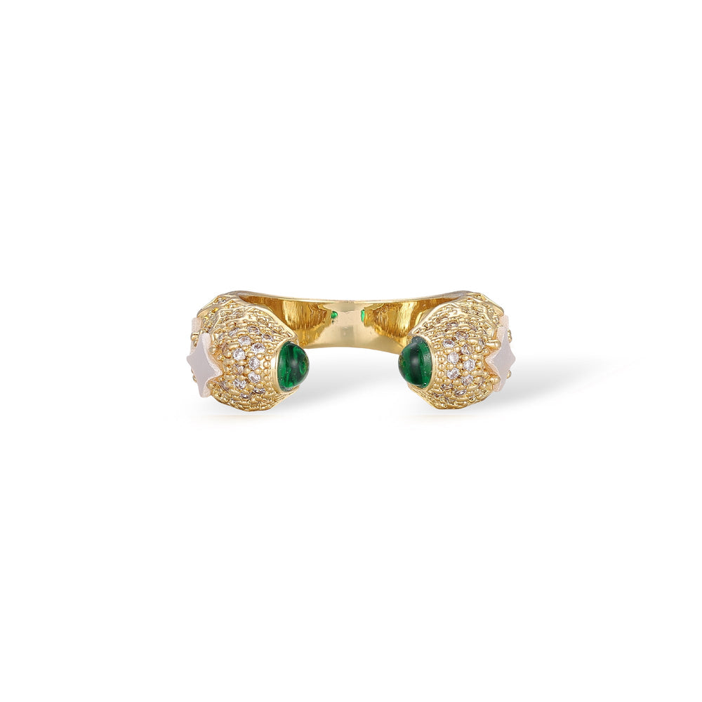 Wulfhild 14K Gold Star Mother-Of-Pearl Open Ring