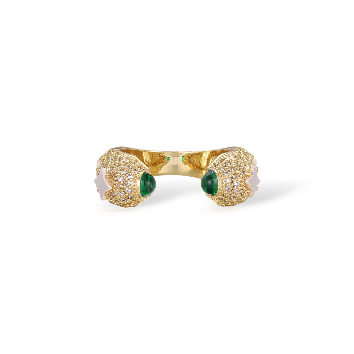 Wulfhild 14K Gold Star Mother-Of-Pearl Open Ring