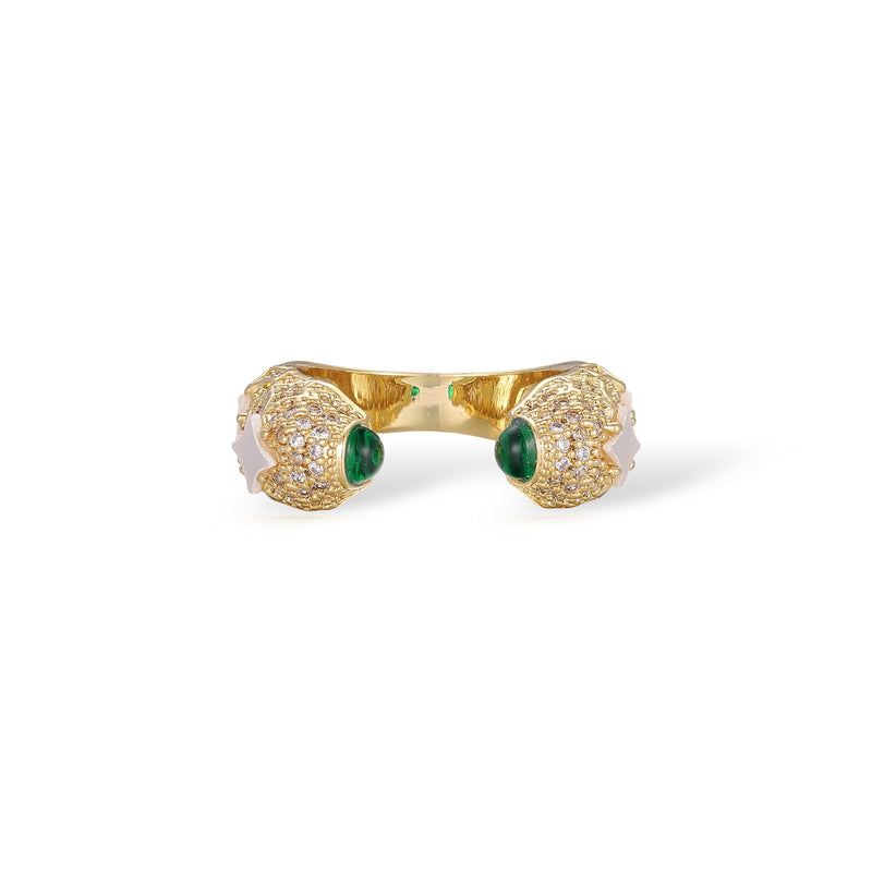 Wulfhild 14K Gold Star Mother-Of-Pearl Open Ring