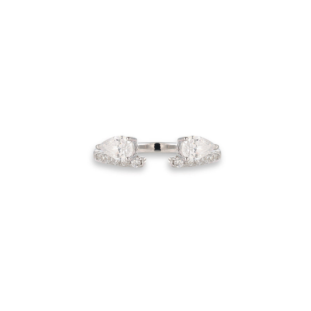 Yasmin White Oval Teardrop Ring Set
