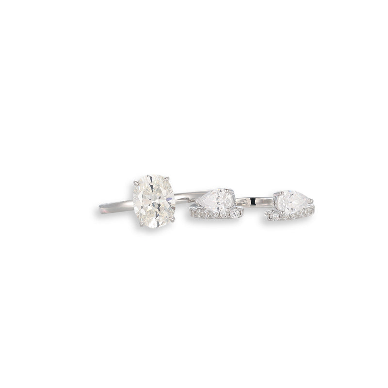 Yasmin White Oval Teardrop Ring Set