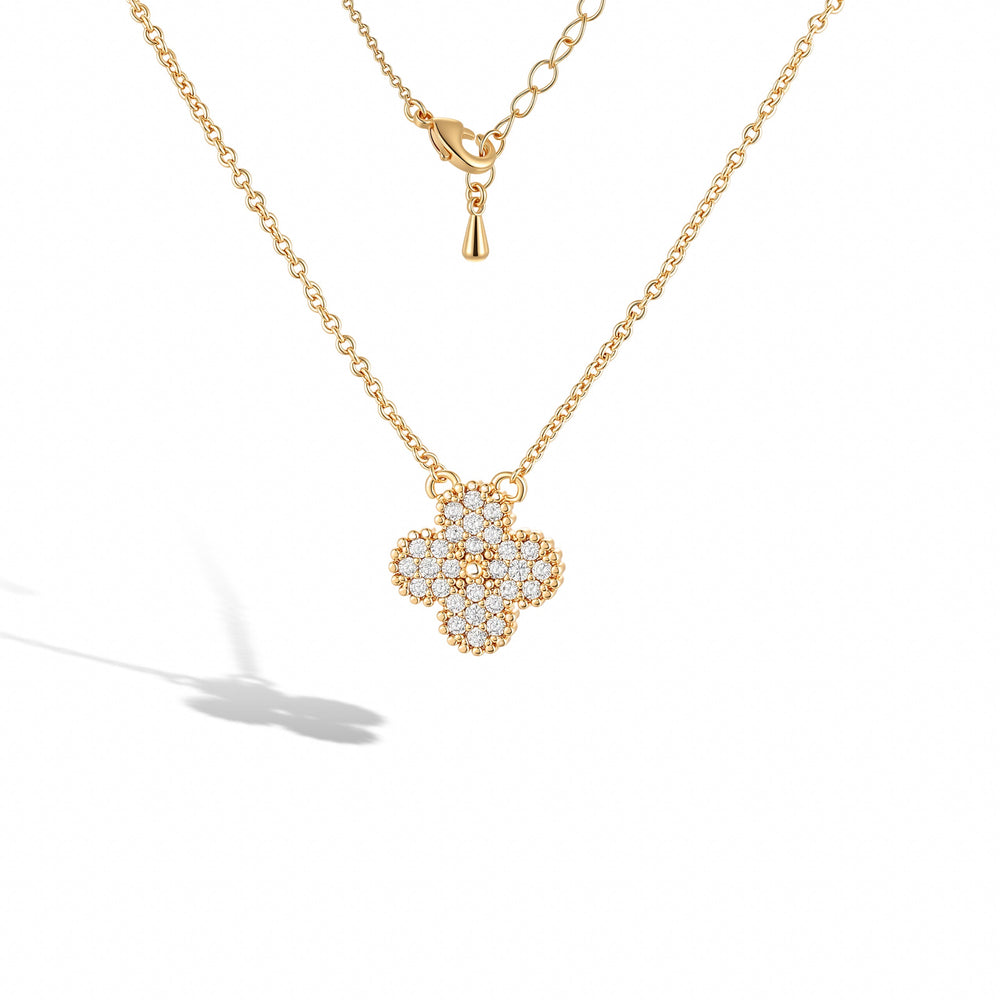 Yasmine 14K Gold Clover Necklace