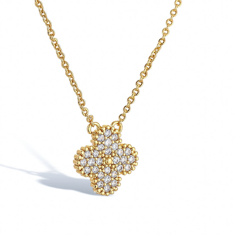 Yasmine 14K Gold Clover Necklace