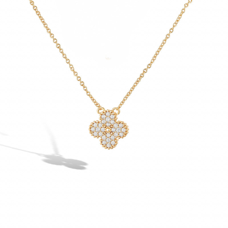 Yasmine 14K Gold Clover Necklace