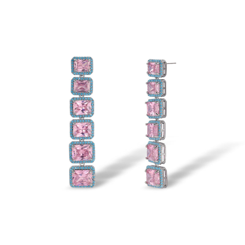 Ylva Pink Square Earrings