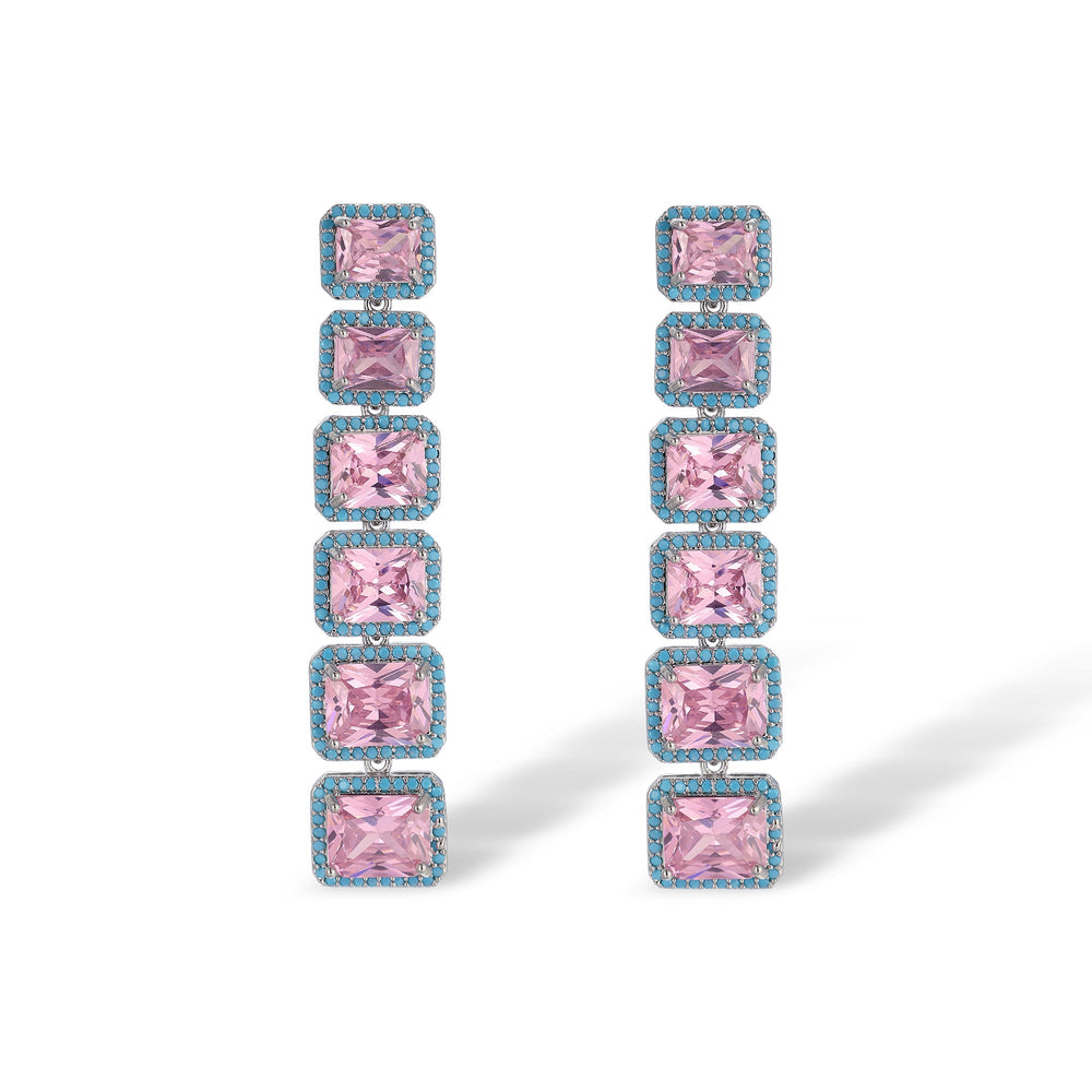 Ylva Pink Square Earrings