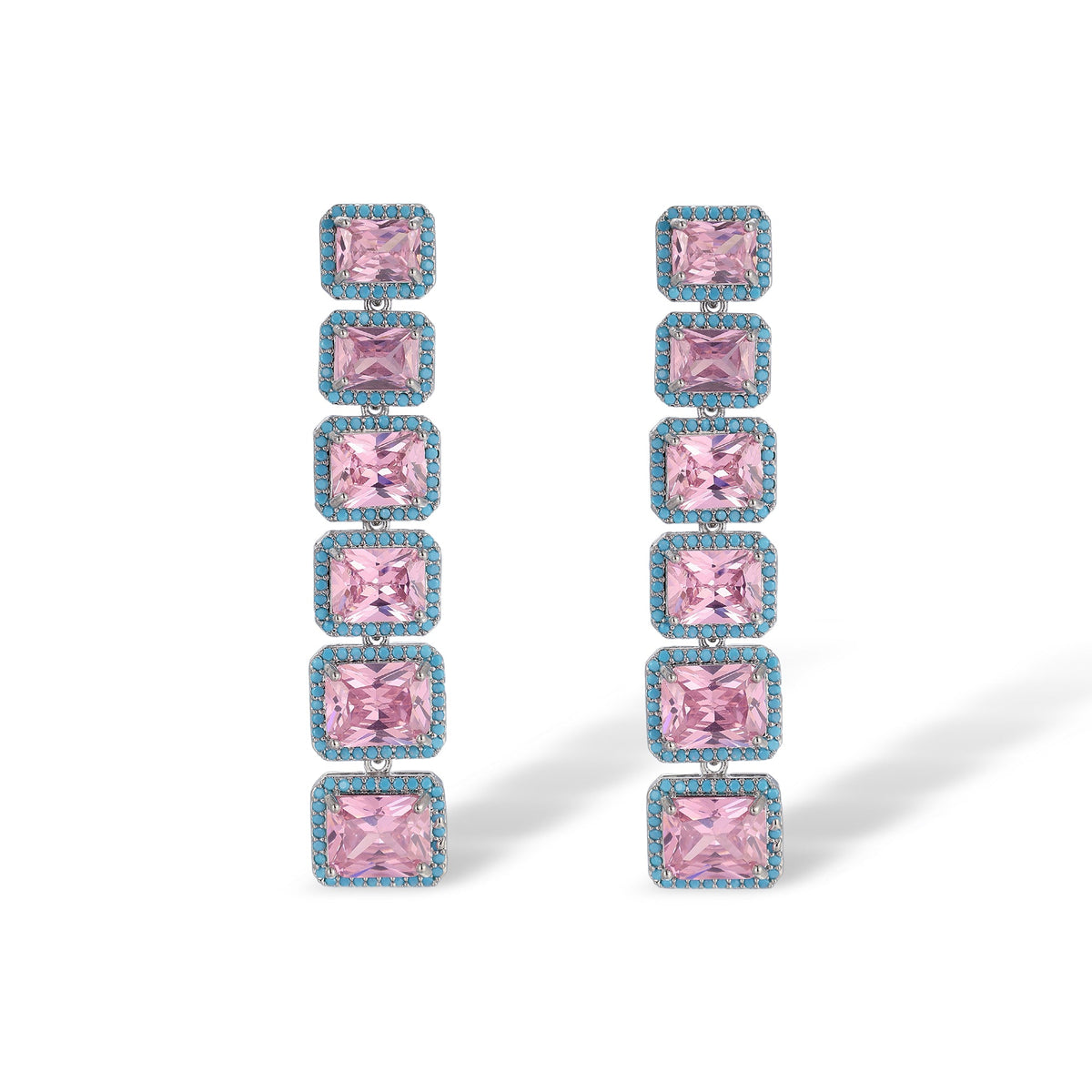 Ylva Pink Square Earrings