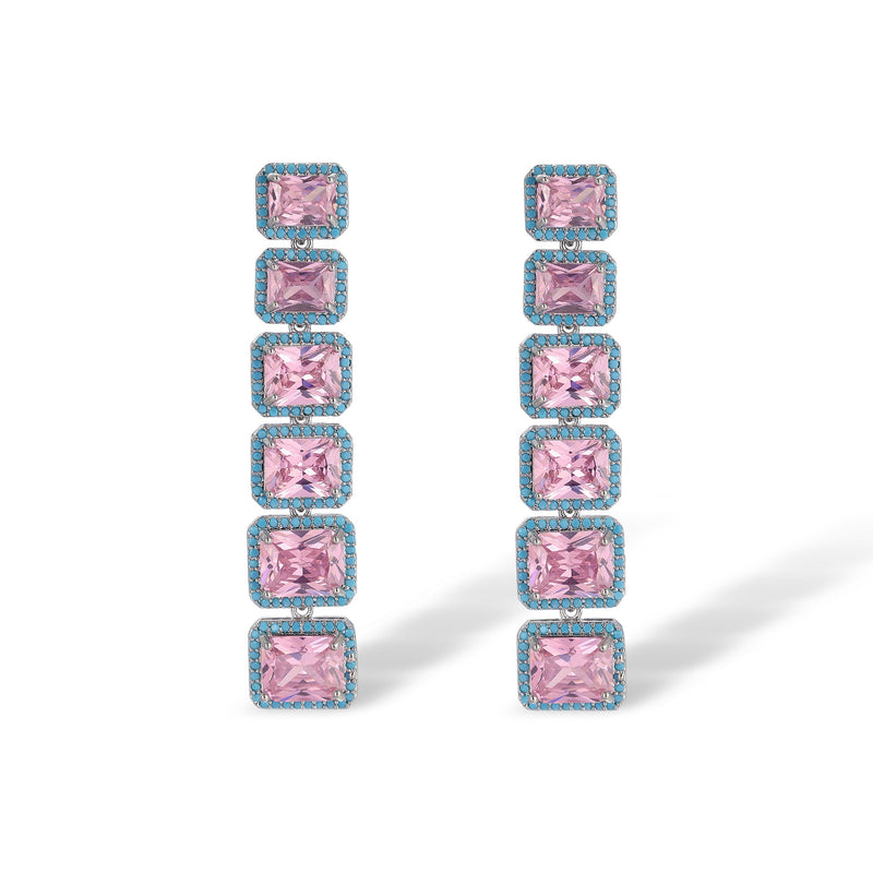 Ylva Pink Square Earrings