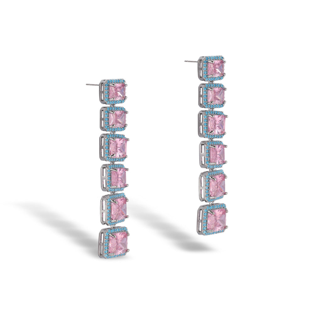 Ylva Pink Square Earrings