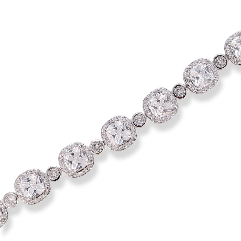 Yolina Silver Cushion Tennis Bacelet