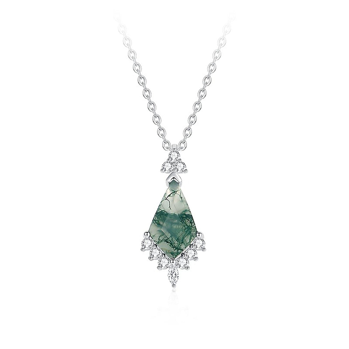 Zélie Green Moss Rhombus Necklace
