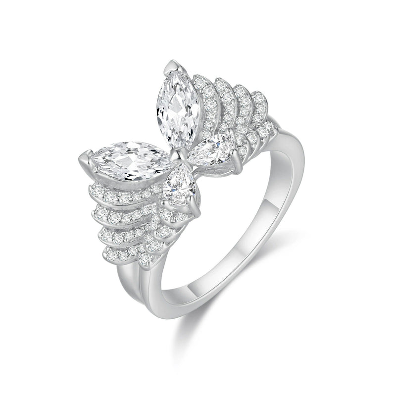 Zelma Asymétrique White Butterfly Ring