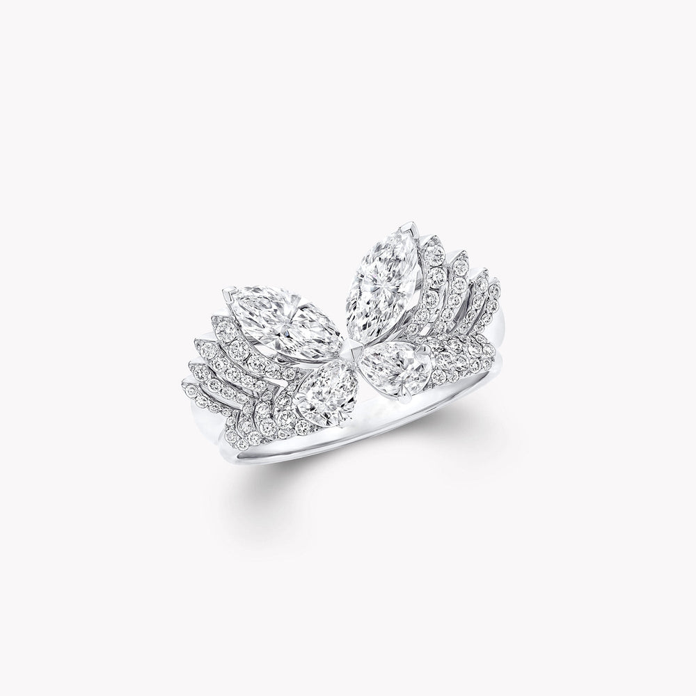 Zelma Asymétrique White Butterfly Ring