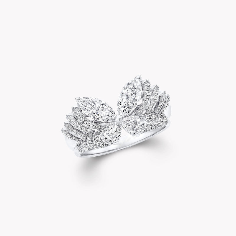 Zelma Asymétrique White Butterfly Ring
