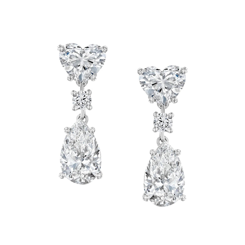 Zerlind White Heart Teardrop Drop Earrings