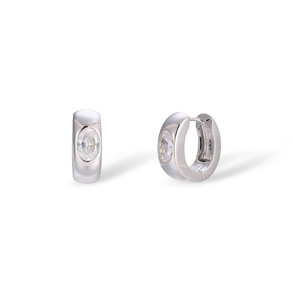 Zindl White Oval Earrings