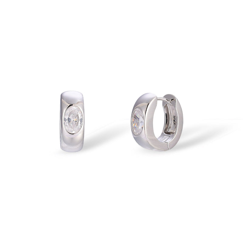 Zindl White Oval Earrings