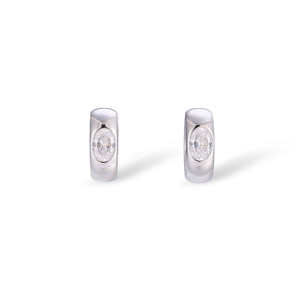 Zindl White Oval Earrings