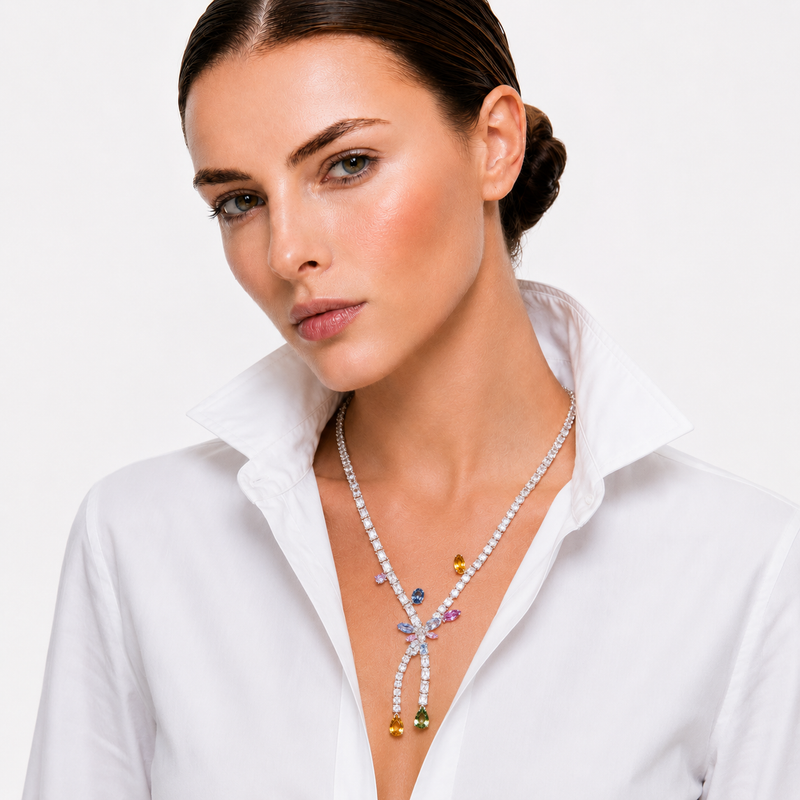 Zinnia Multicolor Dragonfly Necklace