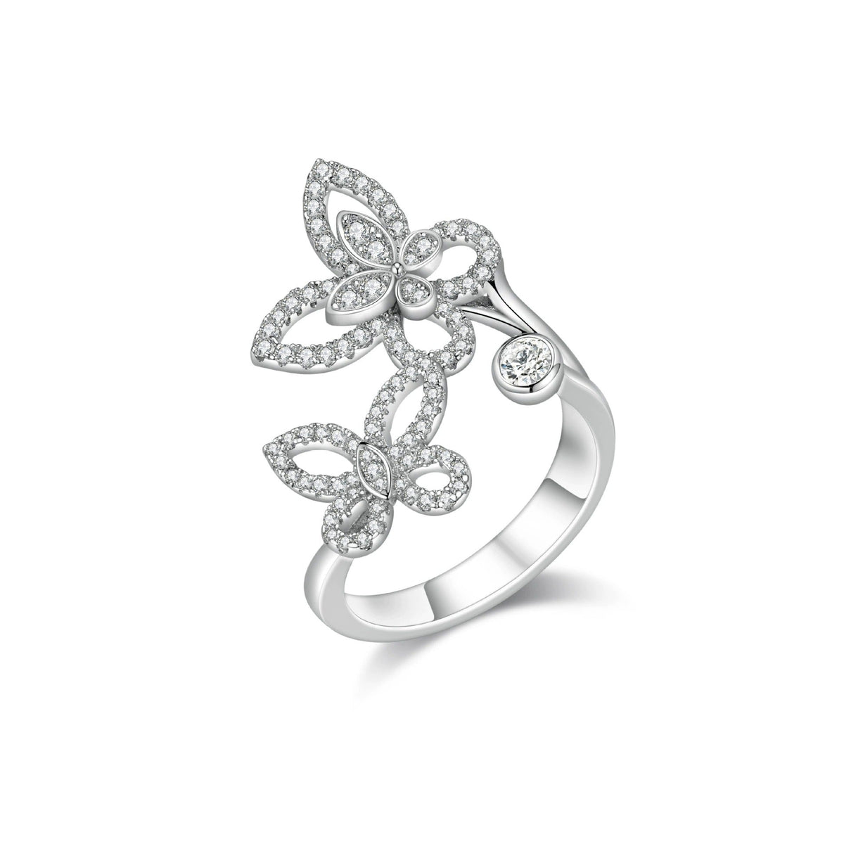 Frangé White Butterfly Open Ring