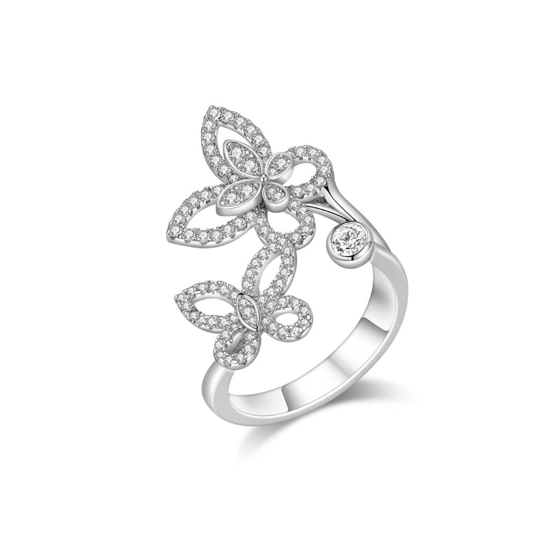 Frangé White Butterfly Open Ring