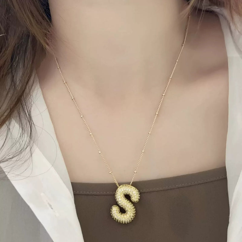 Maëvane 18K Gold Bubble Initial Letter Necklace