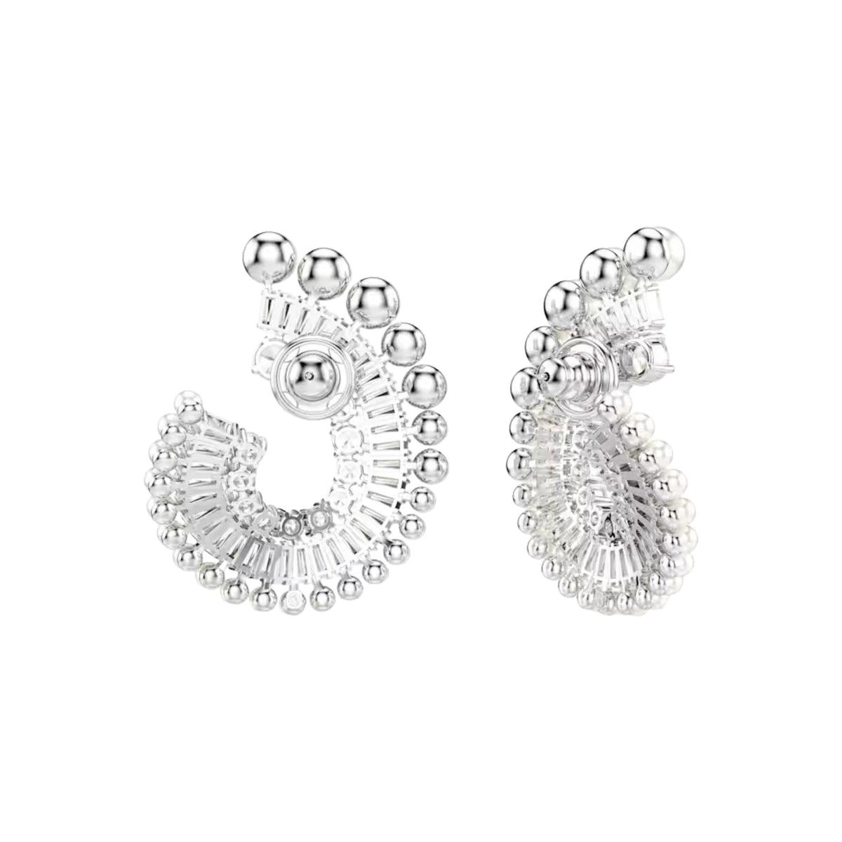 Karen White Fan Pearl Earrings