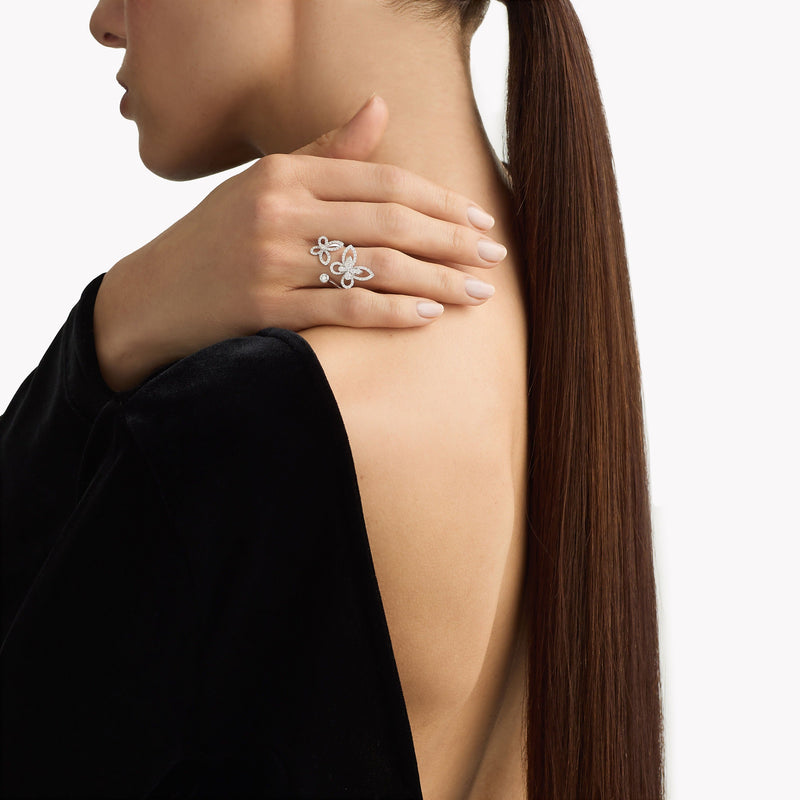Frangé White Butterfly Open Ring