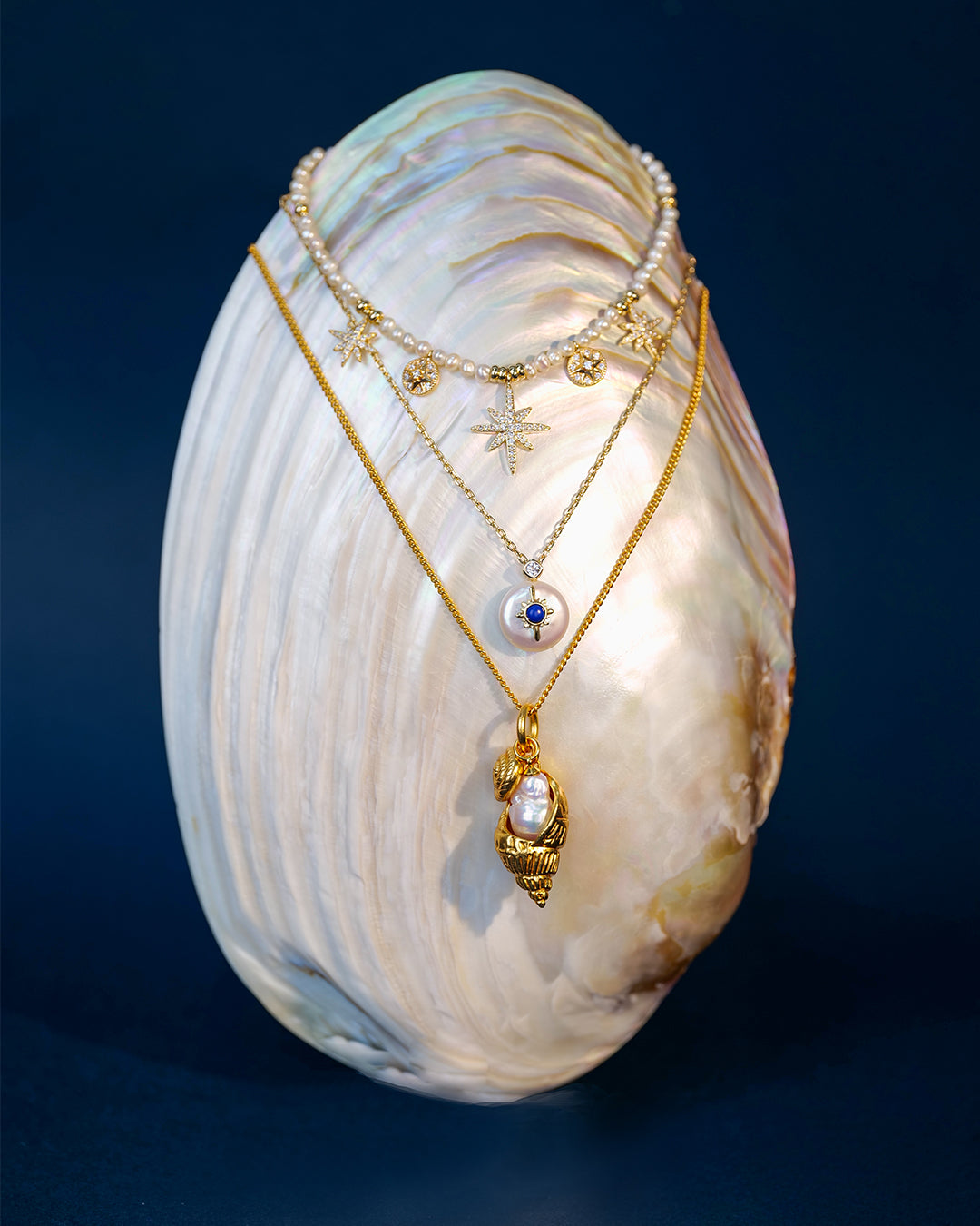 Luciane White Pearl Starburst Necklace